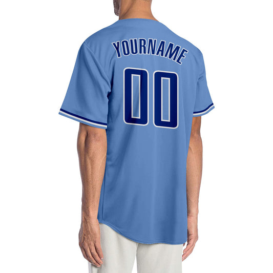 Custom Light Blue Royal-Gold Authentic Baseball Jersey - Sky-Custom