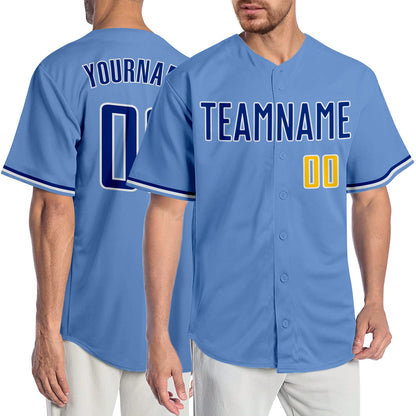 Custom Light Blue Royal-Gold Authentic Baseball Jersey - Sky-Custom