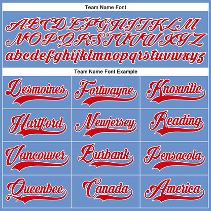 Custom Light Blue Red-White Authentic Baseball Jersey - Sky-Custom