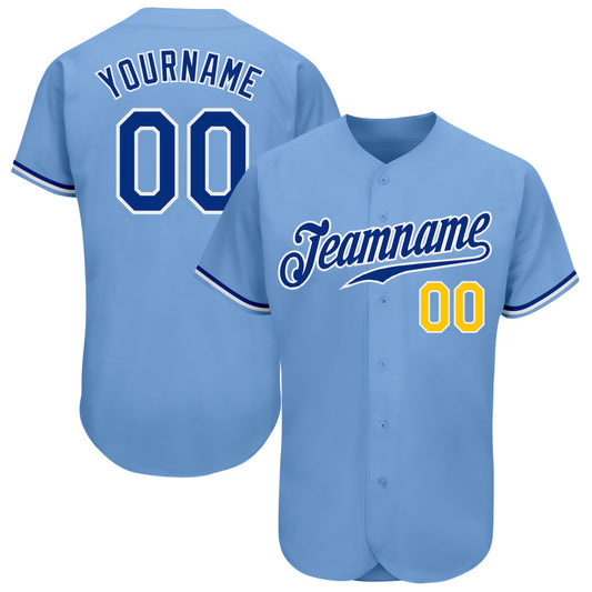 Custom Light Blue Royal-Gold Authentic Baseball Jersey - Sky-Custom