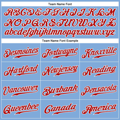 Custom Light Blue Red-White Authentic Baseball Jersey - Sky-Custom