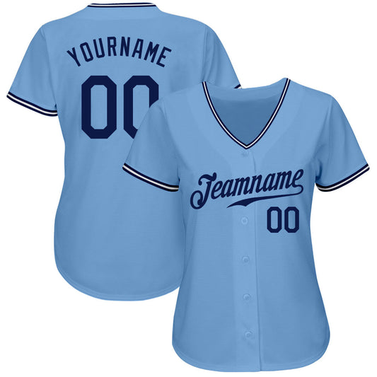 Custom Light Blue Navy-White Authentic Baseball Jersey - Sky-Custom