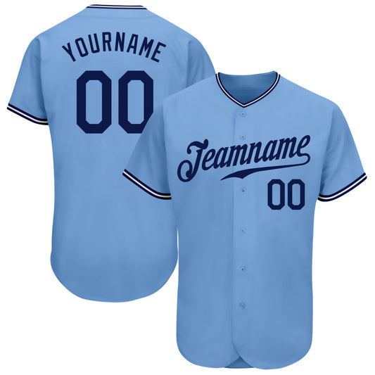 Custom Light Blue Navy-White Authentic Baseball Jersey - Sky-Custom