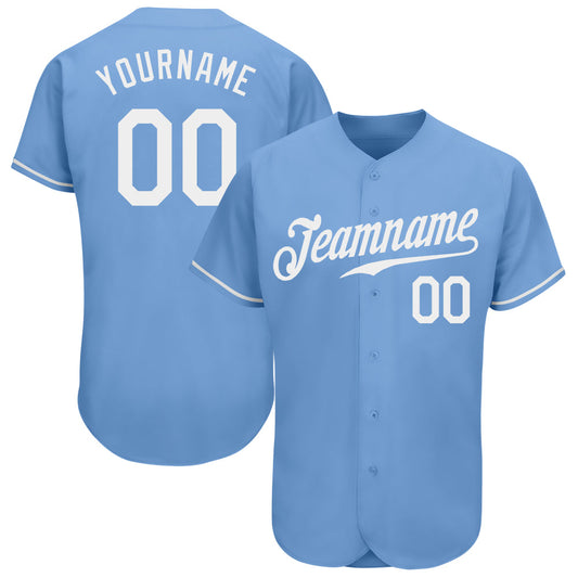 Custom Light Blue White Authentic Baseball Jersey - Sky-Custom