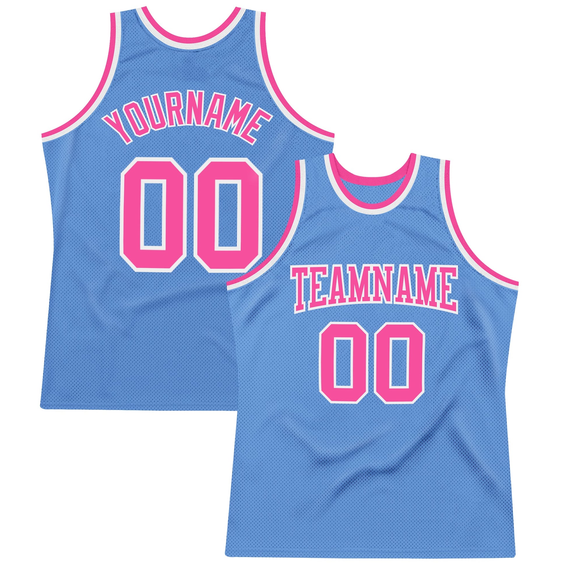 Custom Light Blue Pink-White Authentic Throwback Basketball Jersey - Sky-Custom