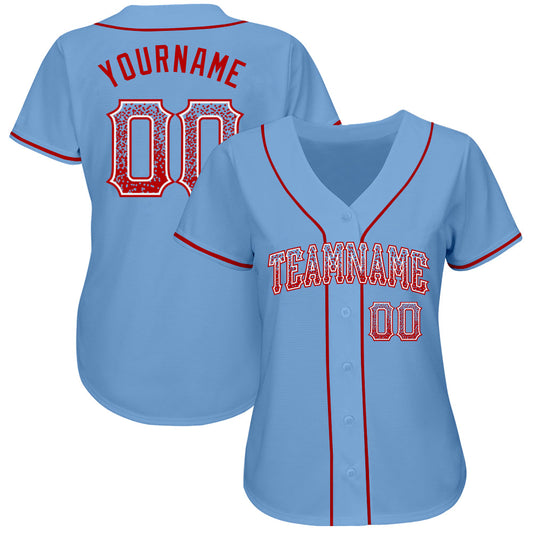 Custom Light Blue Red-White Authentic Drift Fashion Baseball Jersey - Sky-Custom