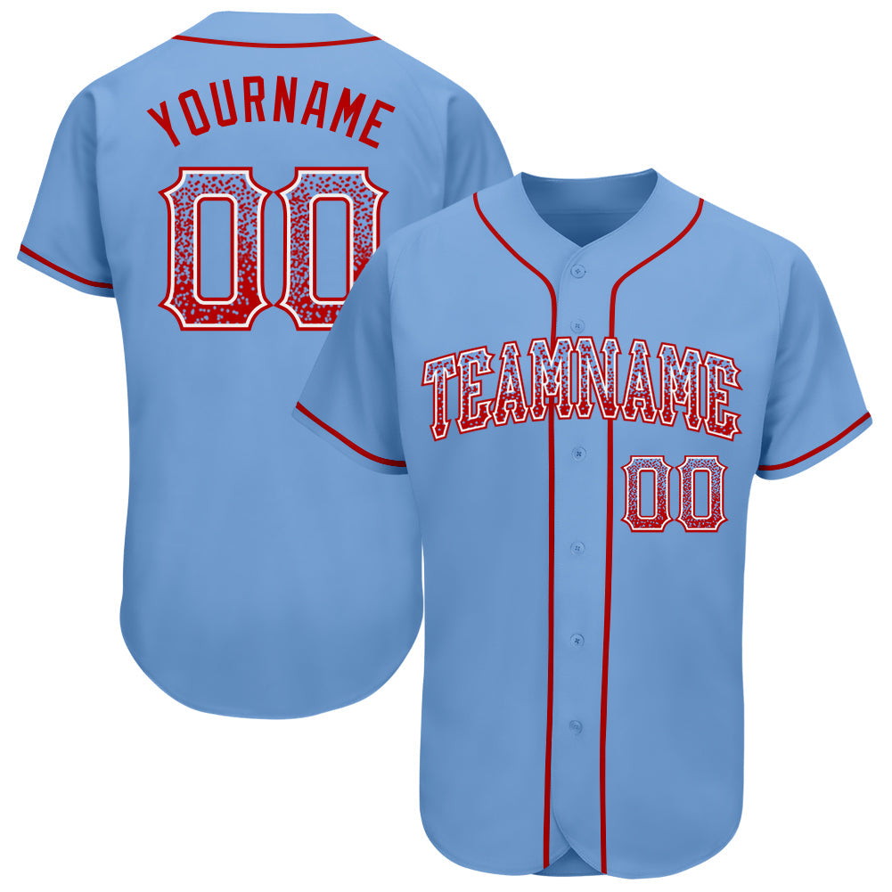 Custom Light Blue Red-White Authentic Drift Fashion Baseball Jersey - Sky-Custom