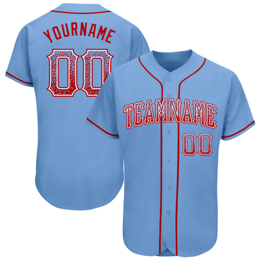 Custom Light Blue Red-White Authentic Drift Fashion Baseball Jersey - Sky-Custom