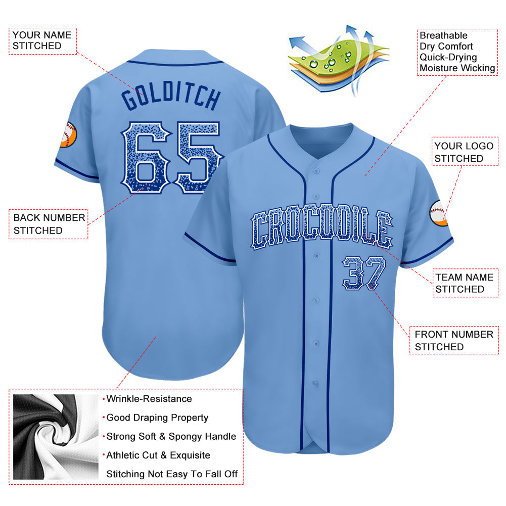 Custom Light Blue Royal-White Authentic Drift Fashion Baseball Jersey - Sky-Custom