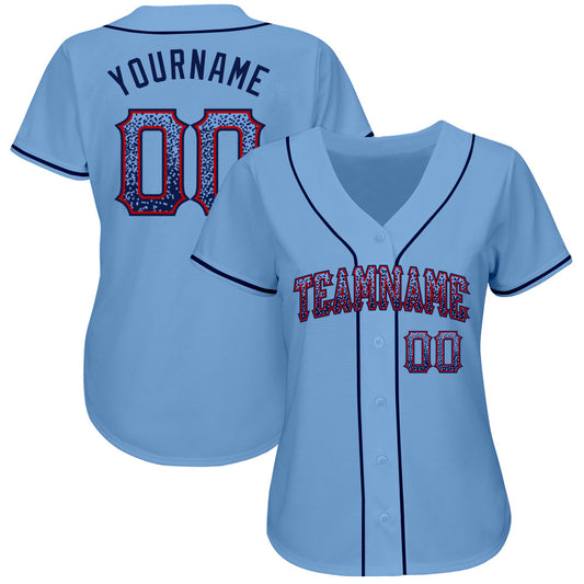 Custom Light Blue Navy-Red Authentic Drift Fashion Baseball Jersey - Sky-Custom