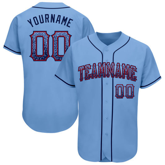 Custom Light Blue Navy-Red Authentic Drift Fashion Baseball Jersey - Sky-Custom