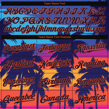 Custom Royal Navy-Orange 3D Pattern Design Palm Trees Authentic Baseball Jersey - Sky-Custom