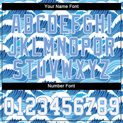 Custom Light Blue White-Light Blue 3D Pattern Design Waves Authentic Baseball Jersey - Sky-Custom