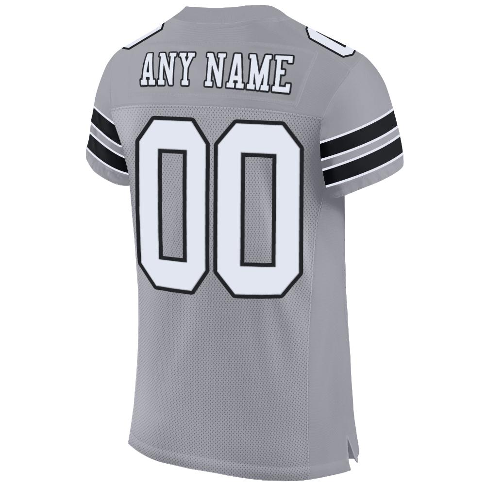 Custom Light Gray White-Black Mesh Authentic Football Jersey - Sky-Custom
