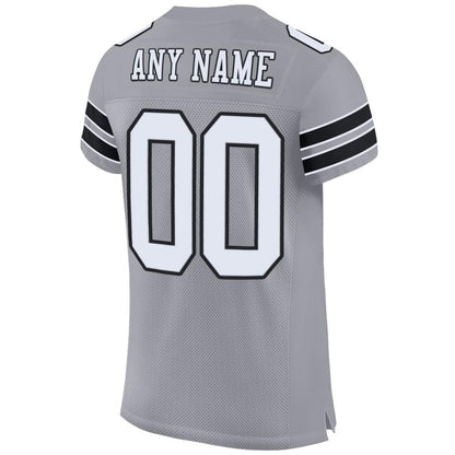 Custom Light Gray White-Black Mesh Authentic Football Jersey - Sky-Custom