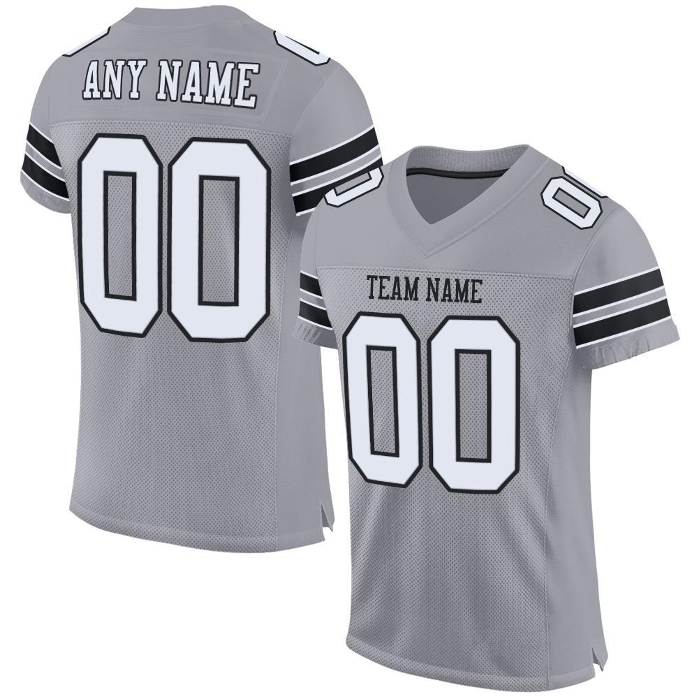 Custom Light Gray White-Black Mesh Authentic Football Jersey - Sky-Custom