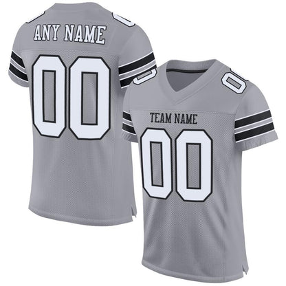Custom Light Gray White-Black Mesh Authentic Football Jersey - Sky-Custom