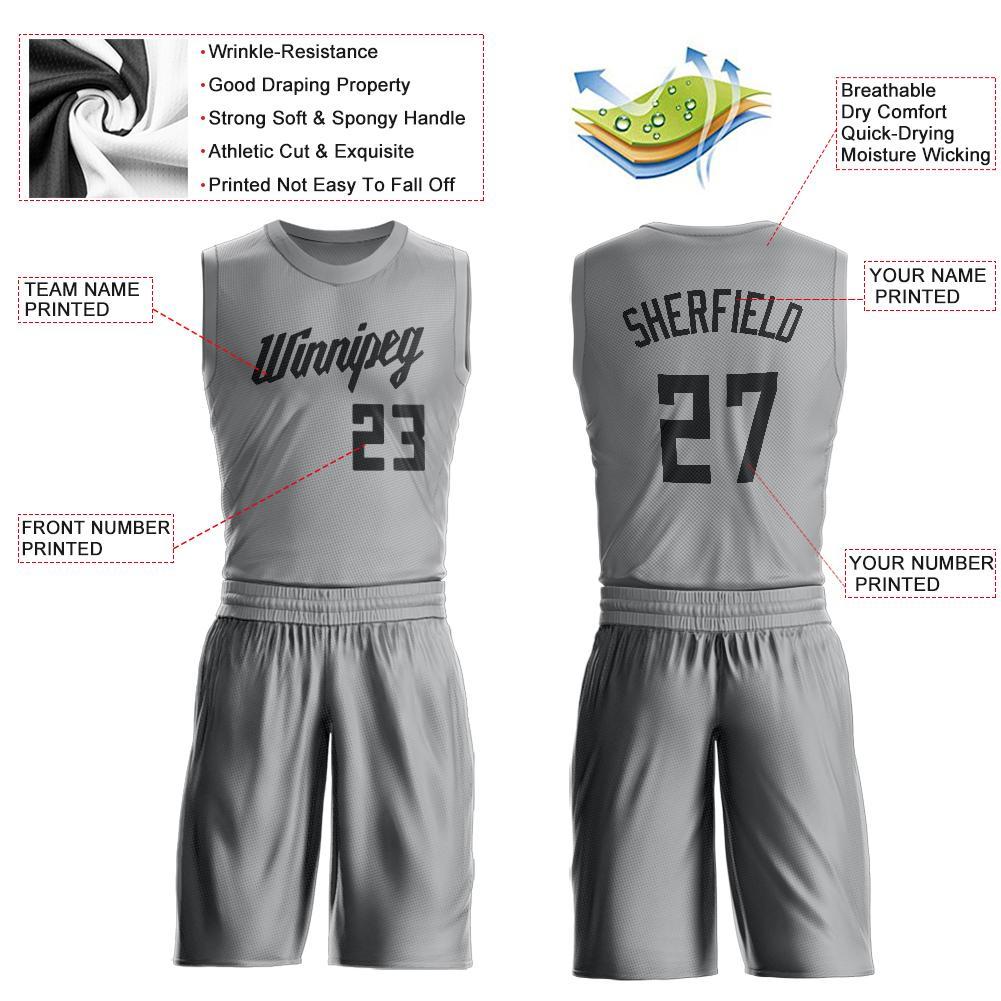 Custom Gray Black Round Neck Suit Basketball Jersey - Sky-Custom