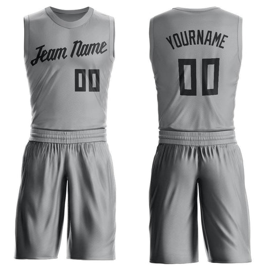 Custom Gray Black Round Neck Suit Basketball Jersey - Sky-Custom