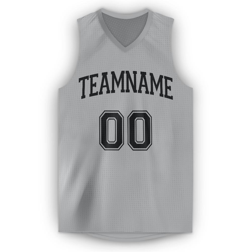 Custom Gray Black V-Neck Basketball Jersey - Sky-Custom