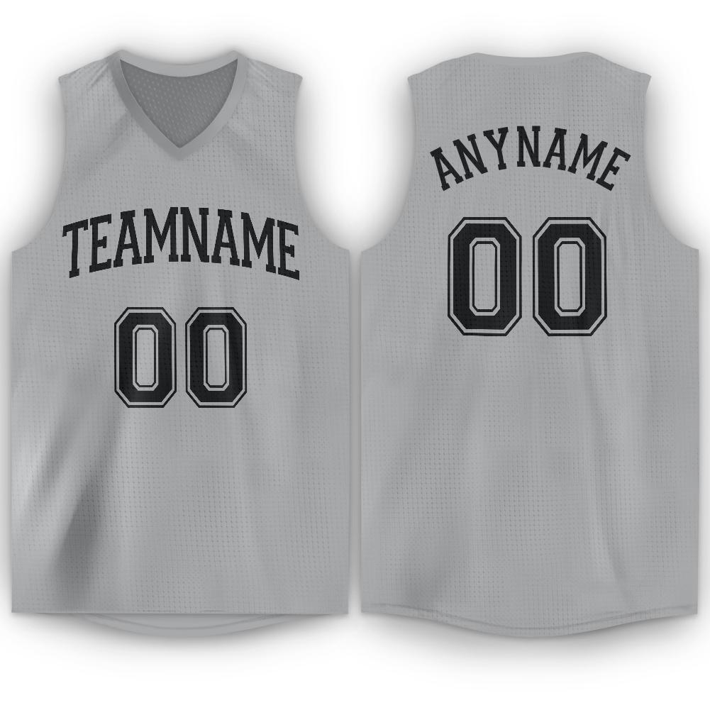 Custom Gray Black V-Neck Basketball Jersey - Sky-Custom