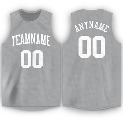 Custom Gray White Round Neck Basketball Jersey - Sky-Custom