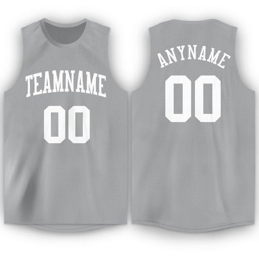 Custom Gray White Round Neck Basketball Jersey - Sky-Custom