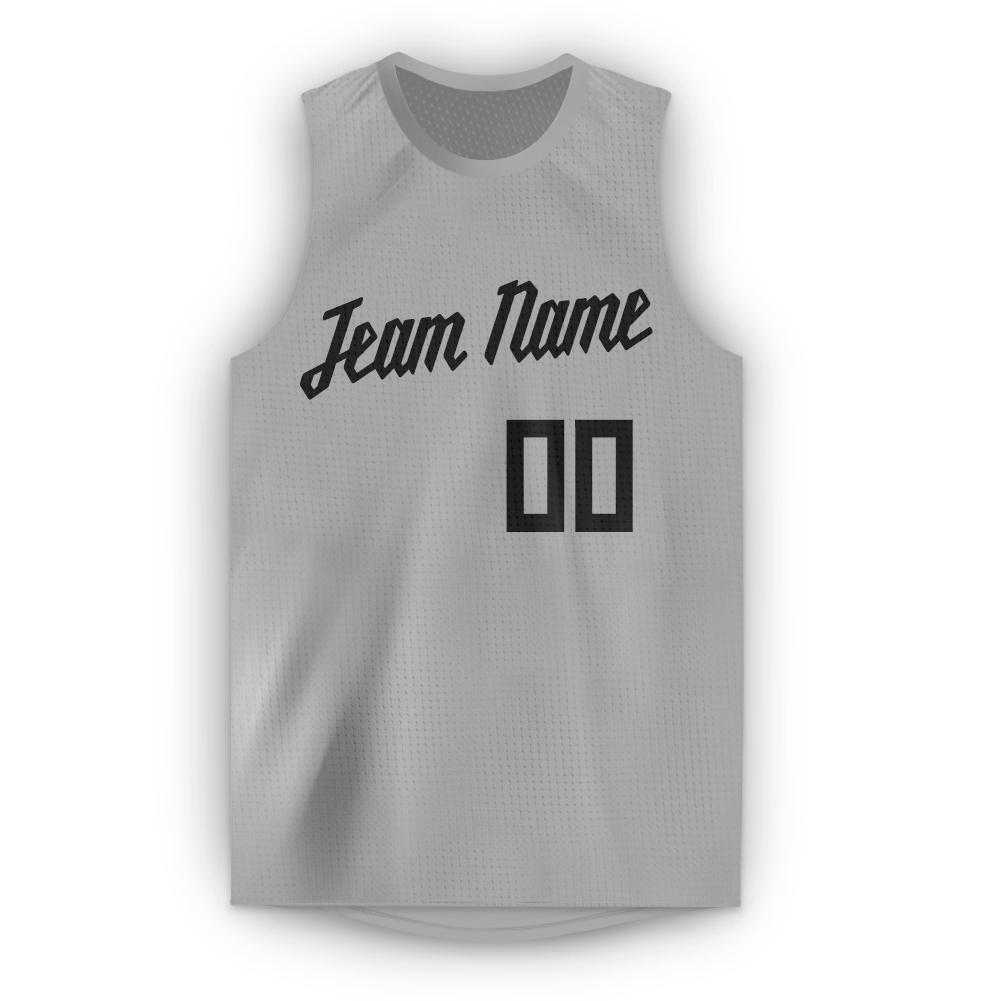 Custom Gray Black Round Neck Basketball Jersey - Sky-Custom
