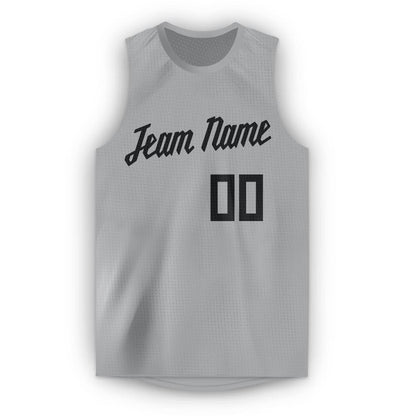 Custom Gray Black Round Neck Basketball Jersey - Sky-Custom