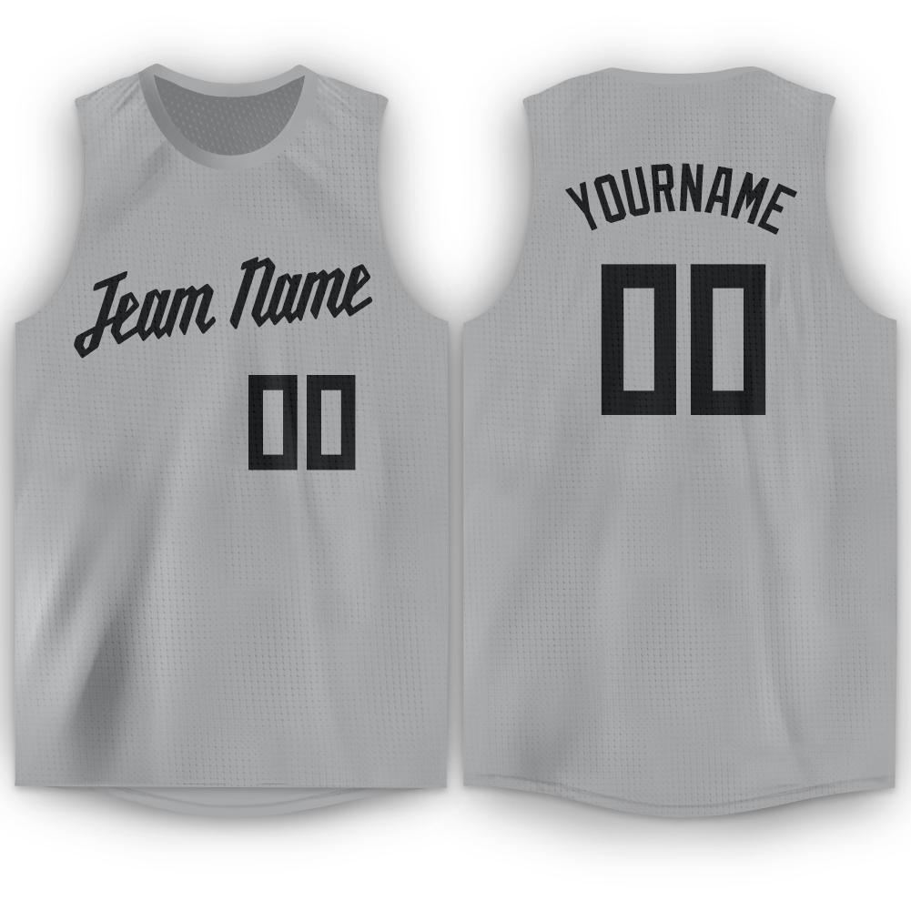 Custom Gray Black Round Neck Basketball Jersey - Sky-Custom