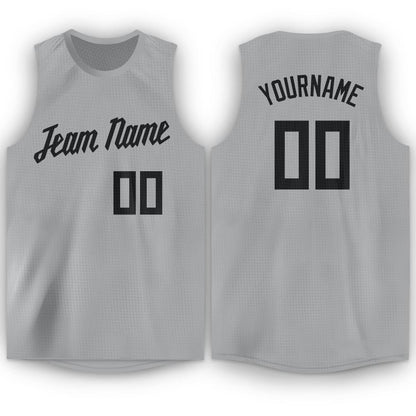 Custom Gray Black Round Neck Basketball Jersey - Sky-Custom