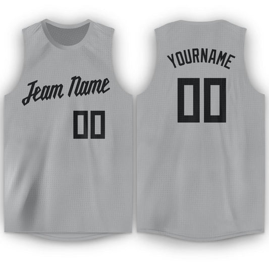 Custom Gray Black Round Neck Basketball Jersey - Sky-Custom
