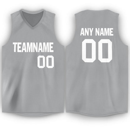 Custom Gray White V-Neck Basketball Jersey - Sky-Custom