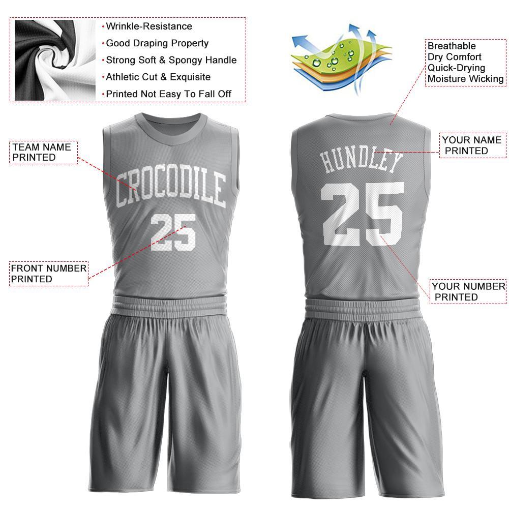 Custom Gray White Round Neck Suit Basketball Jersey - Sky-Custom