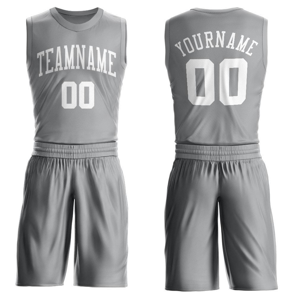 Custom Gray White Round Neck Suit Basketball Jersey - Sky-Custom