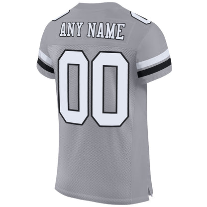 Custom Light Gray White-Black Mesh Authentic Football Jersey - Sky-Custom