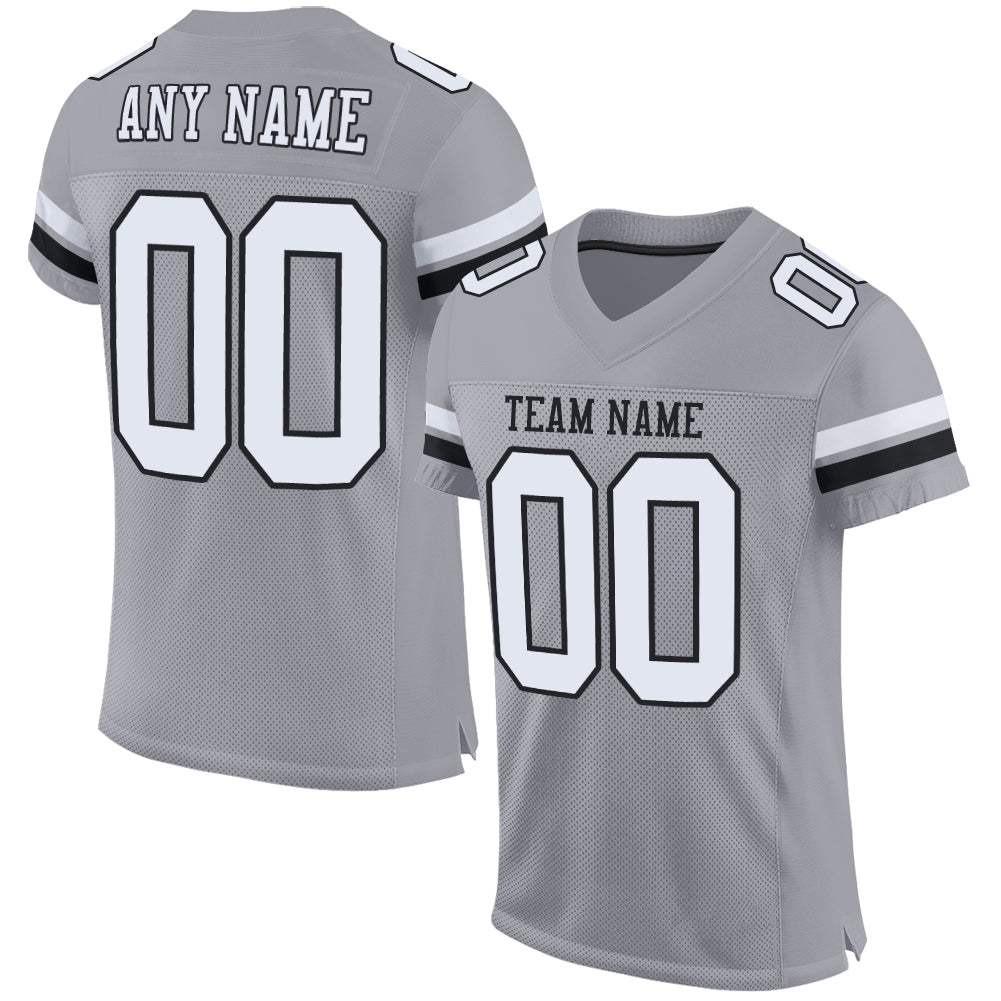 Custom Light Gray White-Black Mesh Authentic Football Jersey - Sky-Custom