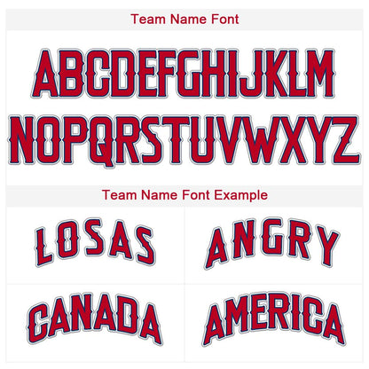 Custom White Red-Navy Baseball Jersey - Sky-Custom