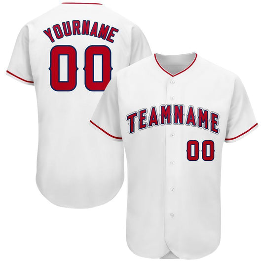 Custom White Red-Navy Baseball Jersey - Sky-Custom
