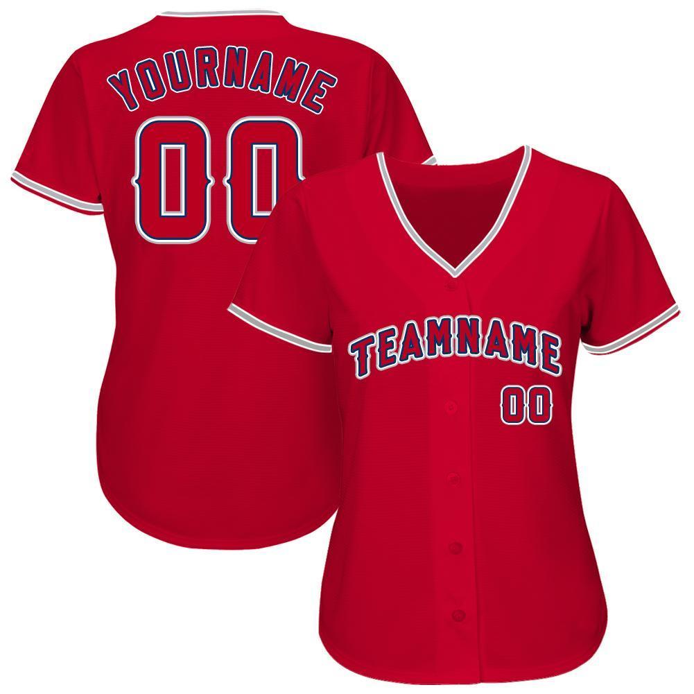 Custom Red Navy-Gray Baseball Jersey - Sky-Custom