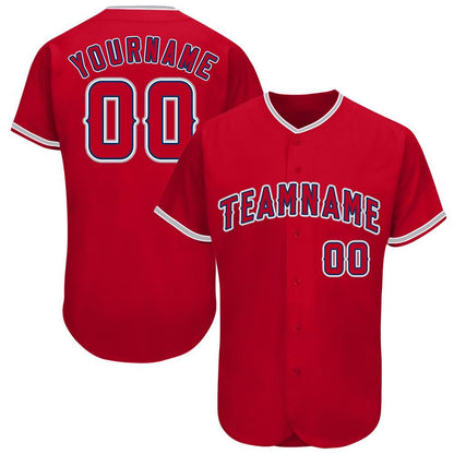 Custom Red Navy-Gray Baseball Jersey - Sky-Custom