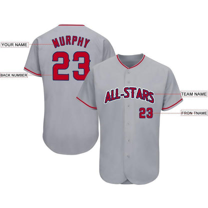 Custom Gray Red-Navy Baseball Jersey - Sky-Custom