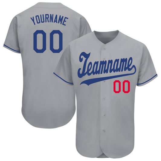 Custom Gray Royal-Red Baseball Jersey - Sky-Custom