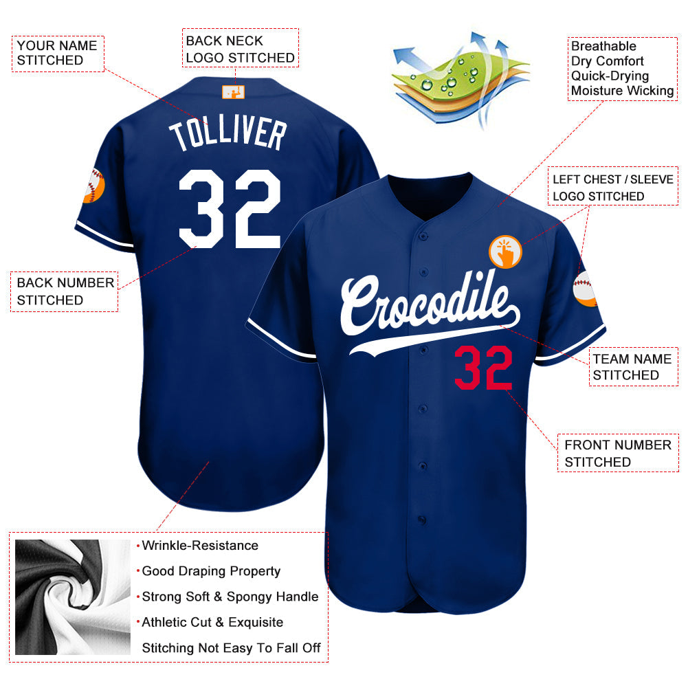 Custom Royal White-Red Baseball Jersey - Sky-Custom