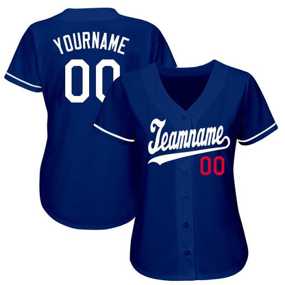 Custom Royal White-Red Baseball Jersey - Sky-Custom