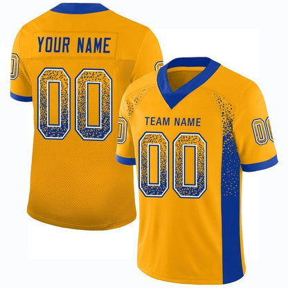 Custom Gold Royal-White Mesh Drift Fashion Football Jersey - Sky-Custom