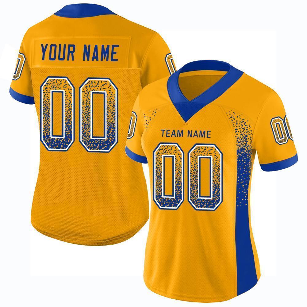 Custom Gold Royal-White Mesh Drift Fashion Football Jersey - Sky-Custom