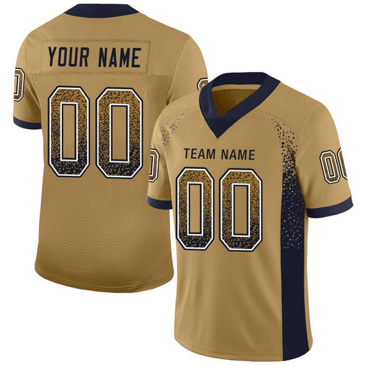 Custom Old Gold Navy-White Mesh Drift Fashion Football Jersey - Sky-Custom
