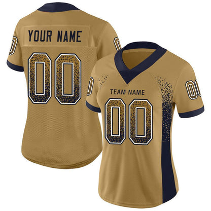 Custom Old Gold Navy-White Mesh Drift Fashion Football Jersey - Sky-Custom