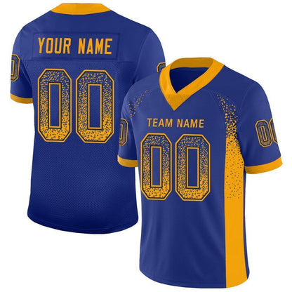 Custom Royal Gold-Navy Mesh Drift Fashion Football Jersey - Sky-Custom